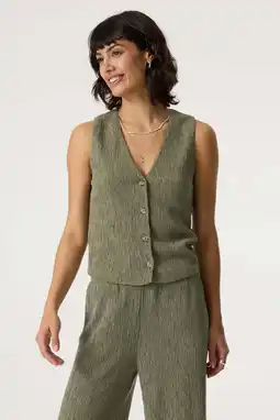 Wehkamp Garcia gilet met textuur - olijfgroen aanbieding