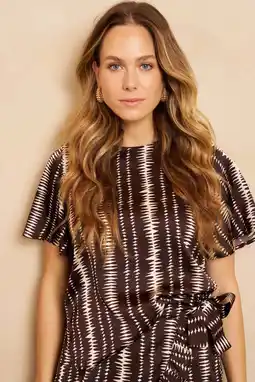Wehkamp Lofty Manner top met print - bruin aanbieding