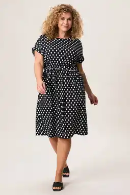 Wehkamp Miss Etam Plus zomerjurk met stippen zwart aanbieding