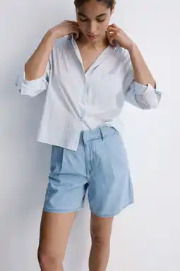 Wehkamp Mango straight regularwaist bermuda short medium blue denim aanbieding
