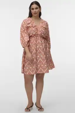Wehkamp VERO MODA CURVE mini jurk met print - oranje aanbieding
