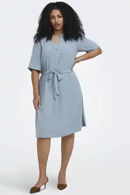 Wehkamp ONLY CARMAKOMA midi jurk met glitter lichtblauw aanbieding