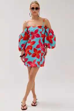 Wehkamp HARPER & YVE gebloemde off shoulder jurk blauw aanbieding
