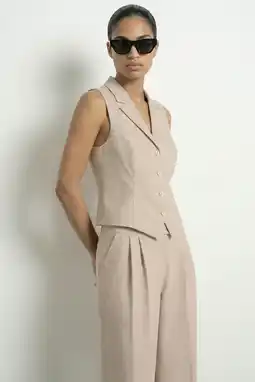 Wehkamp HYPEDROP gilet met linnen - beige aanbieding