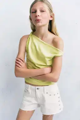 Wehkamp Mango Kids denim short met studs - wit aanbieding
