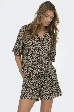Wehkamp ONLY blouse met panterprint bruin aanbieding