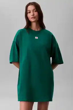 Wehkamp CALVIN KLEIN JEANS t-shirtjurk mini jurk donkergroen aanbieding