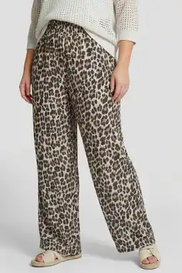 Wehkamp Exxcellent high waist broek met panterprint Plus Size - bruin aanbieding