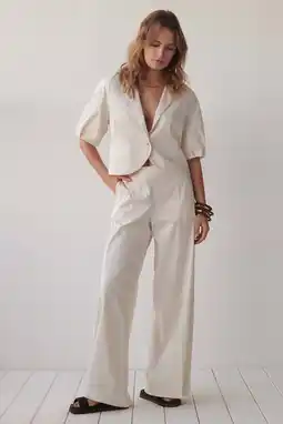 Wehkamp Summum wide leg regularwaist broek ecru aanbieding