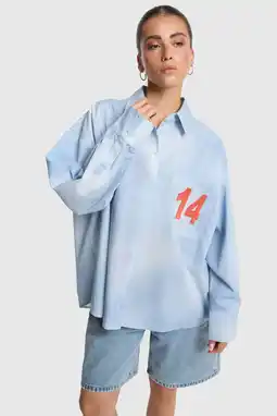 Wehkamp Alix the Label oversized blouse met krijtstreep - lichtblauw aanbieding