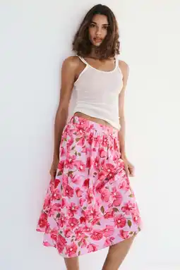 Wehkamp Mango gebloemde midi rok - roze aanbieding