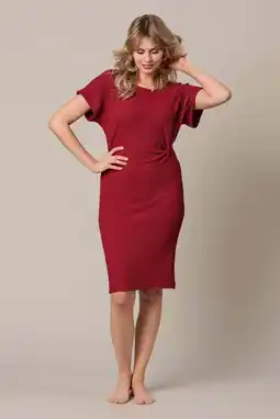 Wehkamp Co Woman midi jurk met knoopdetail - rood aanbieding