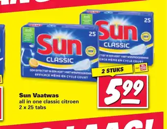 Nettorama Sun Vaatwas all in one classic citroen 2 x 25 tabs 2 stuks aanbieding