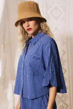 Wehkamp FRNCH gestreepte blouse - blauw aanbieding