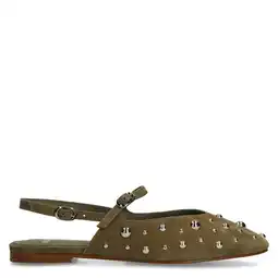 Wehkamp Manfield suède slingback loafers olijfgroen aanbieding
