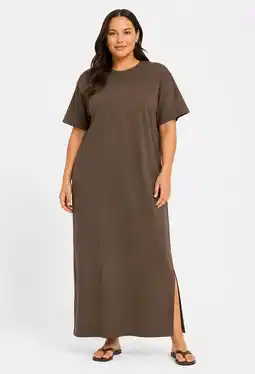 Wehkamp NOISY MAY Curve T-shirtjurk zomerjurk bruin aanbieding