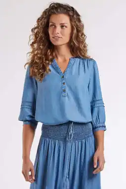 Wehkamp Didi denim blousetop medium blue denim aanbieding