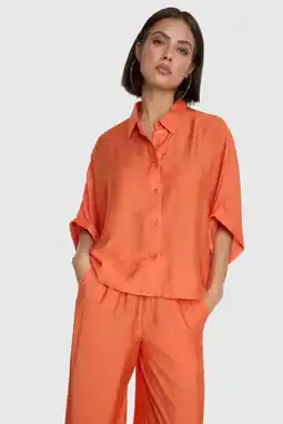 Wehkamp Alix the Label viscose rechtvallende blouse met backprint - oranje aanbieding
