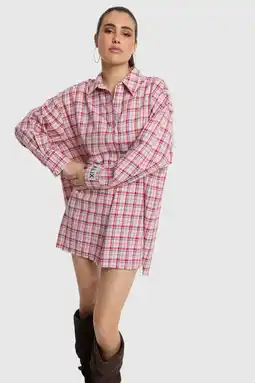 Wehkamp Alix the Label geruite blousejurk - roze aanbieding