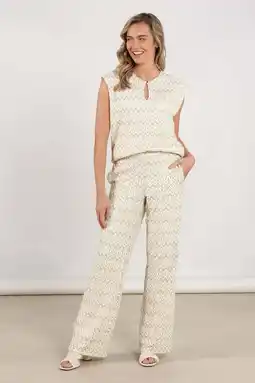 Wehkamp NUKUS wide leg regularwaist broek ecru aanbieding