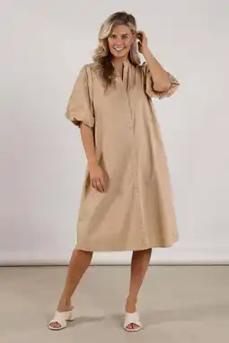 Wehkamp NUKUS gebloemde midi jurk camel aanbieding
