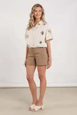 Wehkamp NUKUS gestreepte blouse met pailletten ecru aanbieding