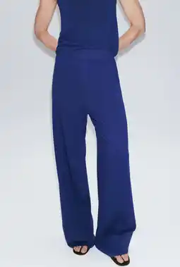 Wehkamp Mango straight leg broek met linnen - blauw aanbieding