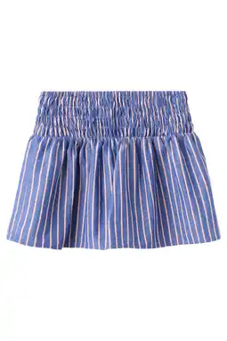 Wehkamp Mango Kids gestreepte korte rok met smockwerk - blauw aanbieding