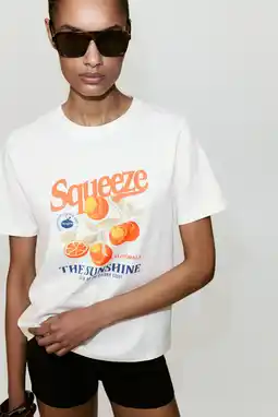 Wehkamp Mango T-shirt met print - ecru aanbieding