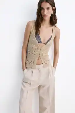 Wehkamp Mango gehaakte top - zand aanbieding