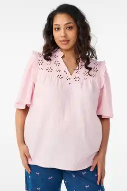 Wehkamp Zizzi blousetop broderie lichtroze aanbieding