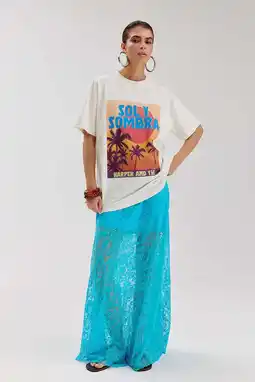 Wehkamp HARPER & YVE kanten gebloemde maxi rok blauw aanbieding