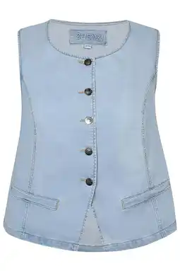 Wehkamp Zhenzi katoenen aansluitend gilet Plus Size - lichtblauw denim aanbieding