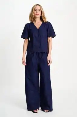 Wehkamp POM Amsterdam blouse broderie donkerblauw aanbieding