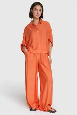 Wehkamp Alix the Label viscose high waist loose fit broek - oranje aanbieding