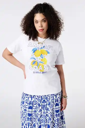Wehkamp MS Mode T-shirt Plus Size met print - wit aanbieding