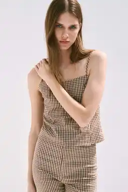Wehkamp Mango geruite top - bruin aanbieding