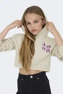 Wehkamp KIDS ONLY GIRL cropped hoodie ecru aanbieding