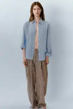 Wehkamp Mango wide leg geruite broek - bruin aanbieding