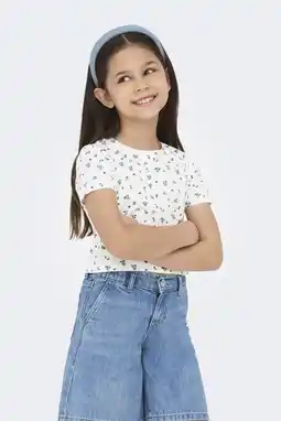 Wehkamp KIDS ONLY GIRL gebloemde T-shirt blauw aanbieding
