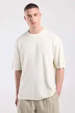 Wehkamp America Today relaxed fit gebreide T-shirt - ecru aanbieding