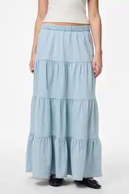 Wehkamp PIECES midi rok light blue denim aanbieding