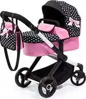 Bol.com Bayer Design - Poppenwagen XEO in zwart, wit/roze aanbieding