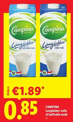Lidl Campina Langlekker volle melk aanbieding