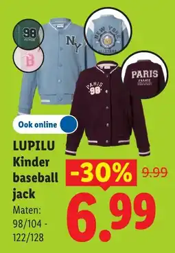 Lidl Lupilu Kinder baseball jack aanbieding