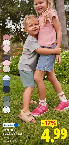 Lidl Lupilu 3 Kinder T-shirts aanbieding