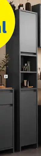Lidl LIVARNO HOME Hoge badkamerkast met 2 deuren en open vakken Oslo aanbieding