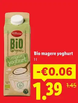 Lidl Milbona Bio magere yoghurt aanbieding