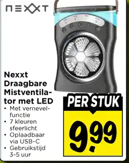 Vomar Voordeelmarkt Nexxt Draagbare Mistventila- tor met LED aanbieding