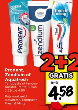 Vomar Voordeelmarkt Prodent, Zendium of Aquafresh aanbieding